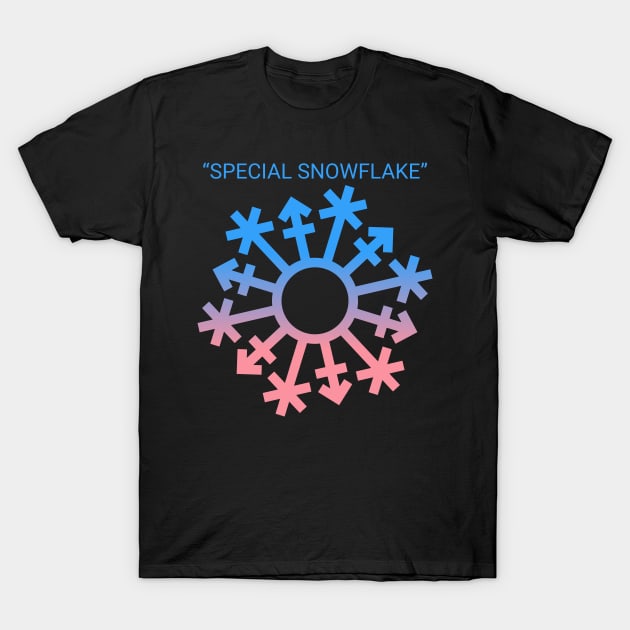 Gender "Special Snowflake" - Blue-over-Pink T-Shirt by GenderConcepts